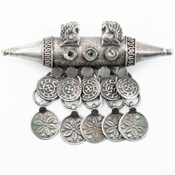 Pandantiv India con dublu cu banuti Argint