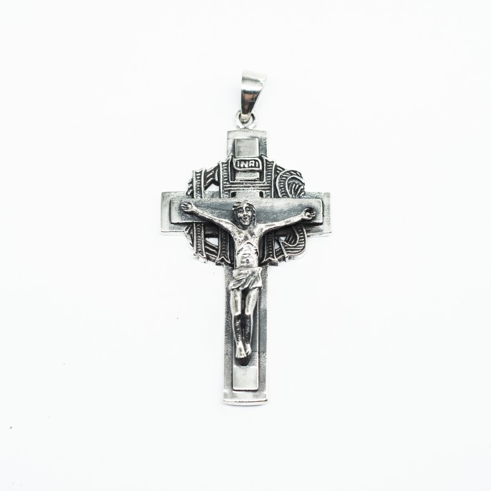 Pandantiv cruce Isus rastignit IHS Argint