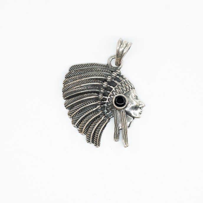 Pandantiv profil indian piatra naturala Argint