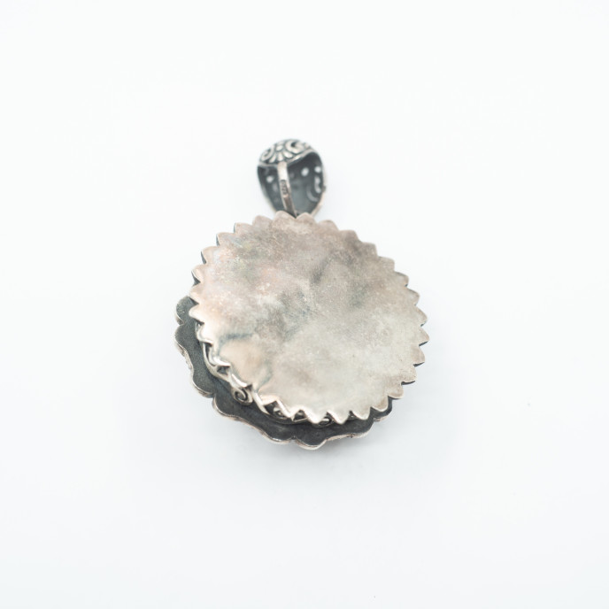 Pandantiv caseta rotunda floare Argint