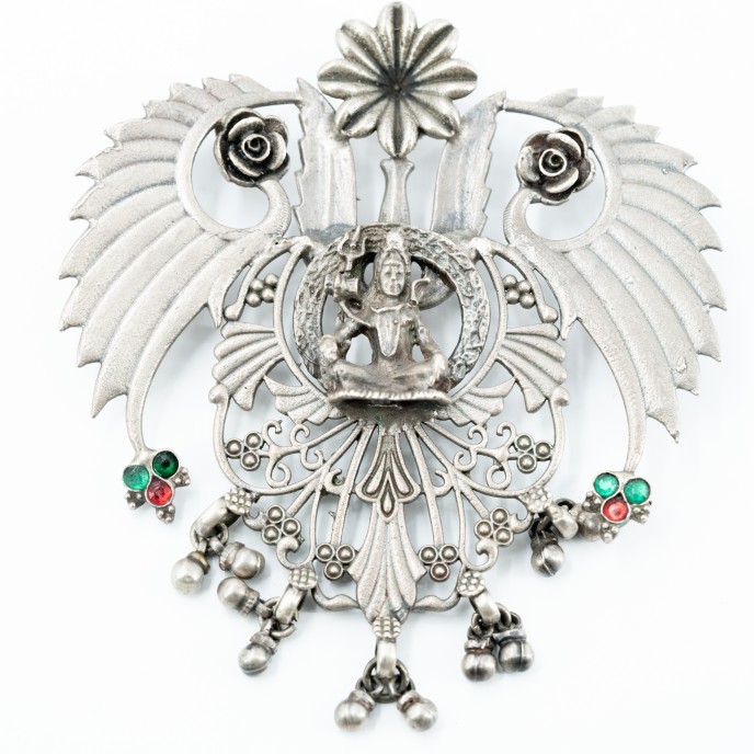 Pandantiv India doi pauni ciucuri Argint