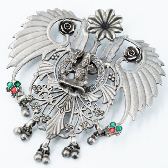 Pandantiv India doi pauni ciucuri Argint