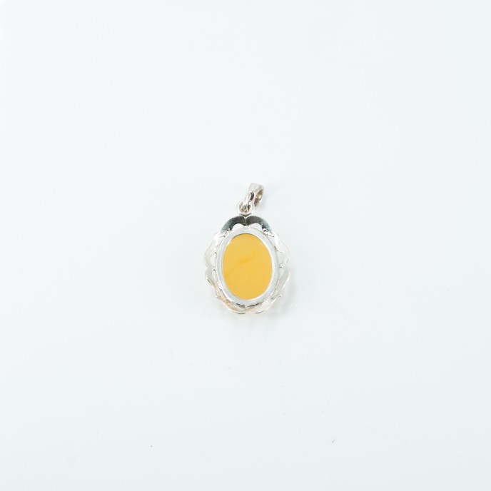 Pandantiv oval dantelat chihlimbar Argint