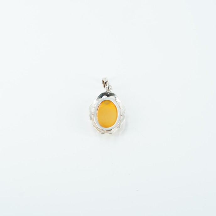 Pandantiv oval dantelat chihlimbar Argint