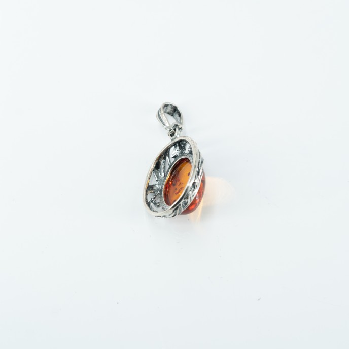 Pandantiv oval petale chihlimbar Argint