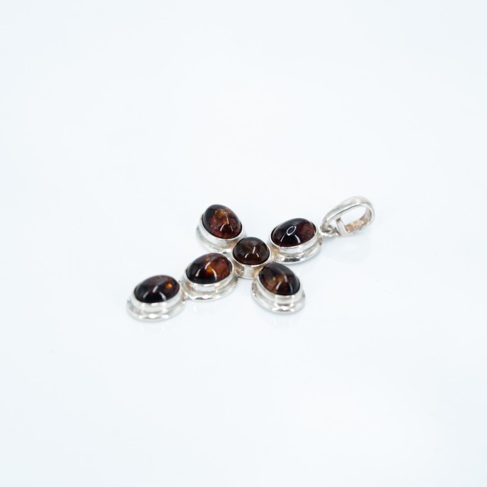 Pandantiv cruce chihlimbar m Argint