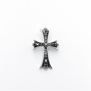 Pandantiv cruce c.z. negre Argint