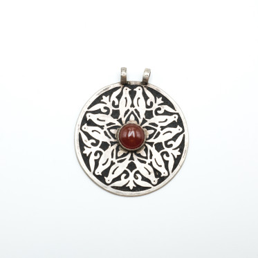 Pandantiv Afgan pasari carneol 6.5cm Argint