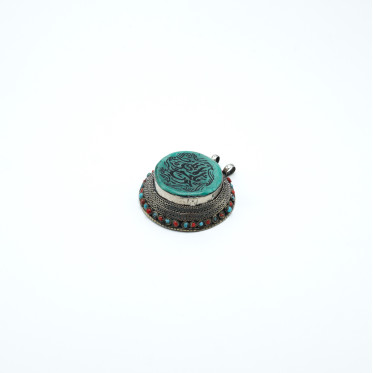 Pandantiv rotund Afgan turcoaza Argint