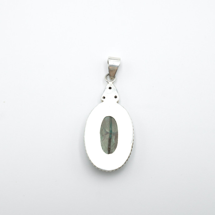 Pandantiv oval turcoaza trio pietre Argint