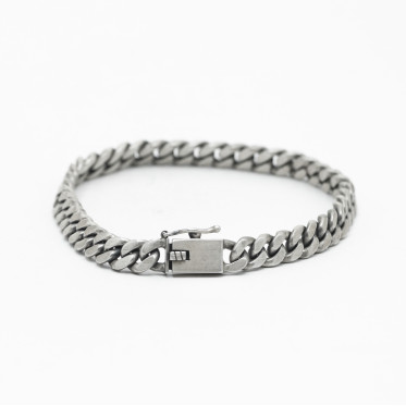 Bratara cuban dreptunghiular mat Argint