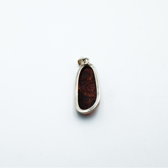 Pandantiv oval chihlimbar cognac 5.3cm Argint