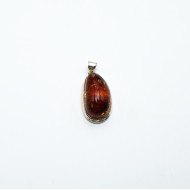 Pandantiv picatura chihlimbar cognac 4.5cm Argint