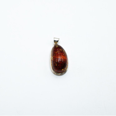 Pandantiv picatura chihlimbar cognac 4.5cm Argint