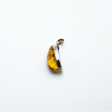 Pandantiv picatura chihlimbar cognac 4.5cm Argint
