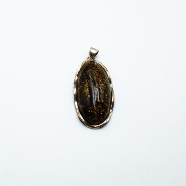 Pandantiv oval chihlimbar maro-auriu 6.2cm Argint