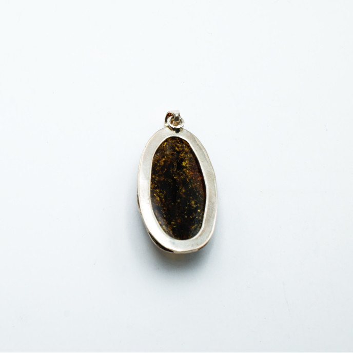 Pandantiv picatura chihlimbar cognac 4.5cm Argint