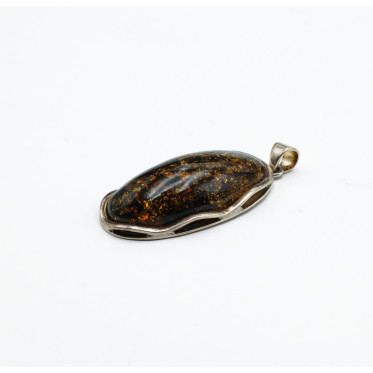 Pandantiv oval chihlimbar maro-auriu 6.2cm Argint