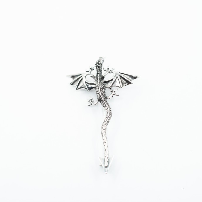 Brosa dragon lung 5.5cm Argint