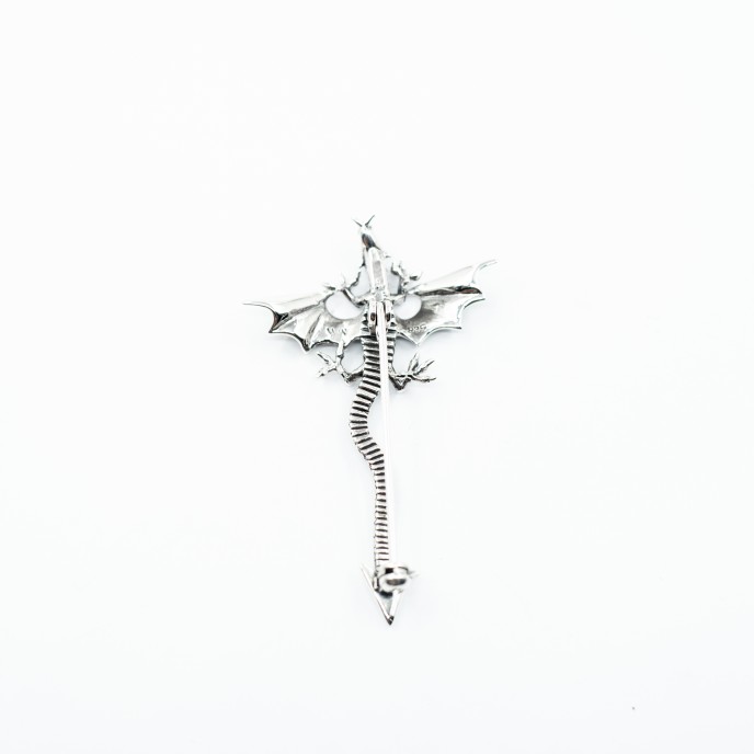 Brosa dragon lung 5.5cm Argint