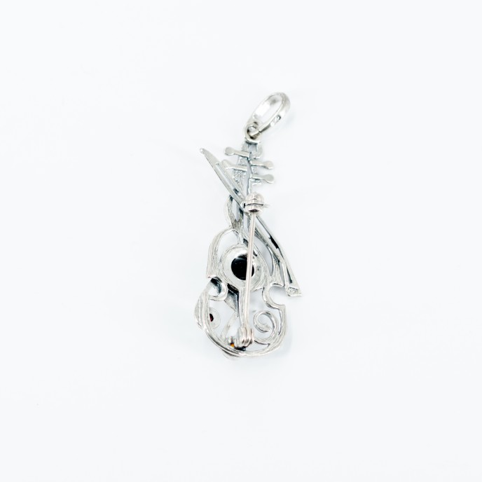 Brosa-pandantiv contrabas chihlimbar Argint