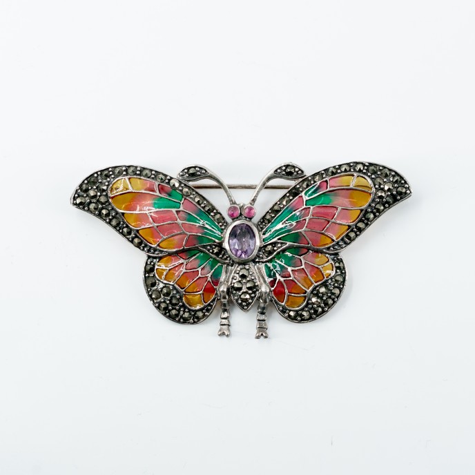 Brosa-pandantiv fluture ametist Argint Brosa-pandantiv fluture ametist Argint