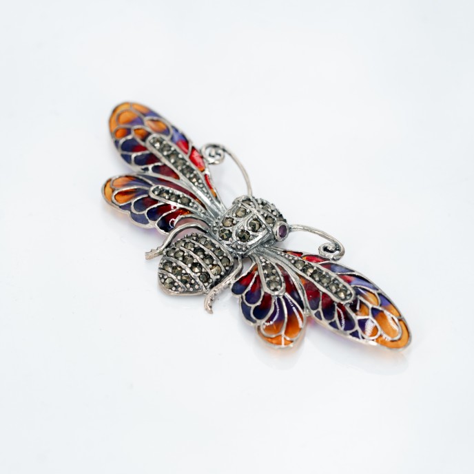 Brosa-pandantiv fluture marcasite Argint Brosa-pandantiv fluture marcasite Argint