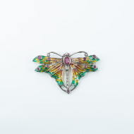 Brosa-pandantiv fluture rubine Argint