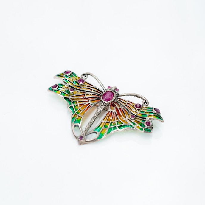 Brosa-pandantiv fluture rubine Argint Brosa-pandantiv fluture rubine Argint