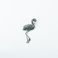 Brosa flamingo marcasite Argint