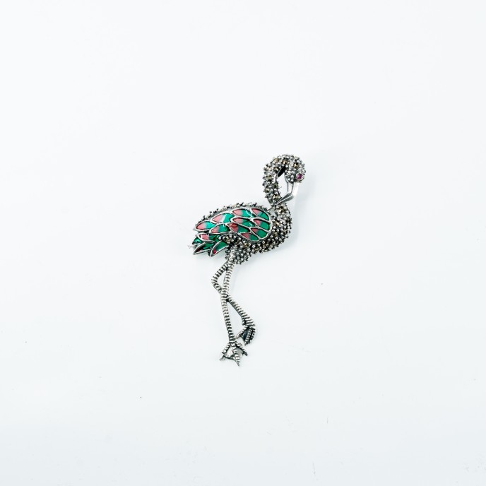 Brosa flamingo marcasite Argint Brosa flamingo marcasite Argint