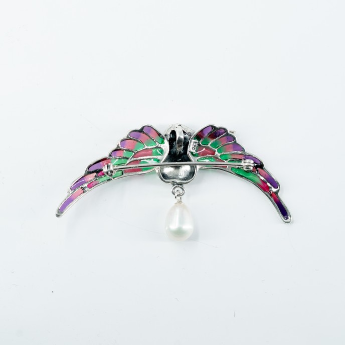 Brosa-pandantiv pasare colibri perla Argint Brosa-pandantiv pasare colibri perla Argint