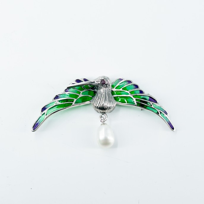 Brosa-pandantiv pasare colibri perla Argint Brosa-pandantiv pasare colibri perla Argint