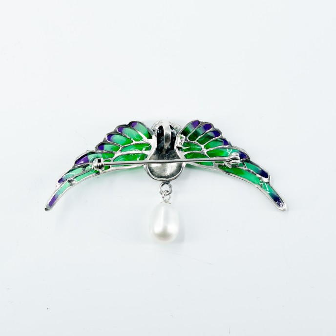 Brosa-pandantiv pasare colibri perla Argint Brosa-pandantiv pasare colibri perla Argint
