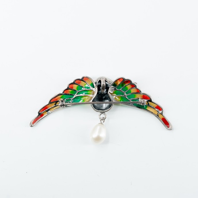 Brosa-pandantiv pasare colibri perla Argint Brosa-pandantiv pasare colibri perla Argint