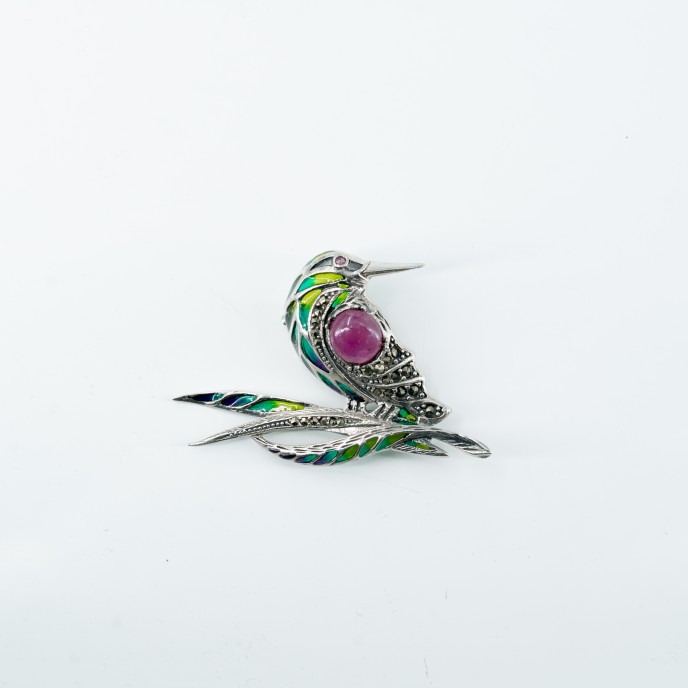 Brosa pasare colibri rubin Argint Brosa pasare colibri rubin Argint