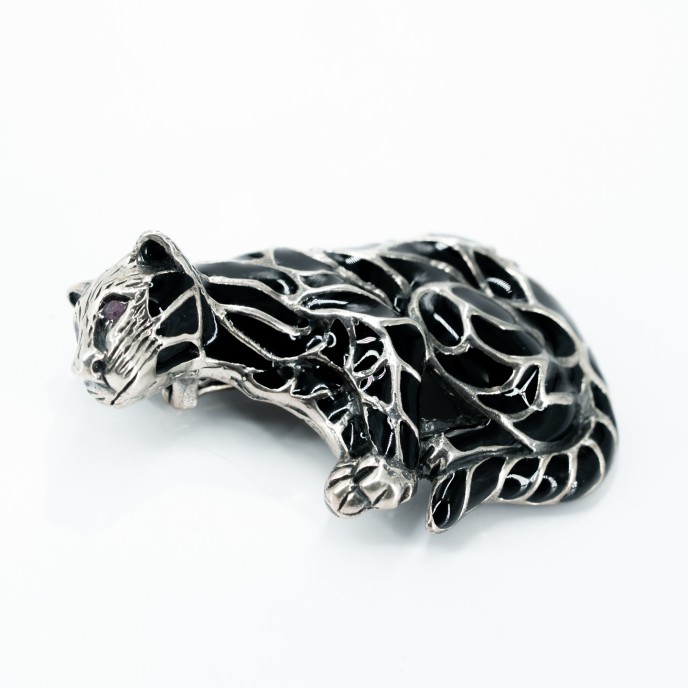 Brosa pantera neagra Argint