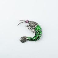 Brosa crevete marcasite Argint