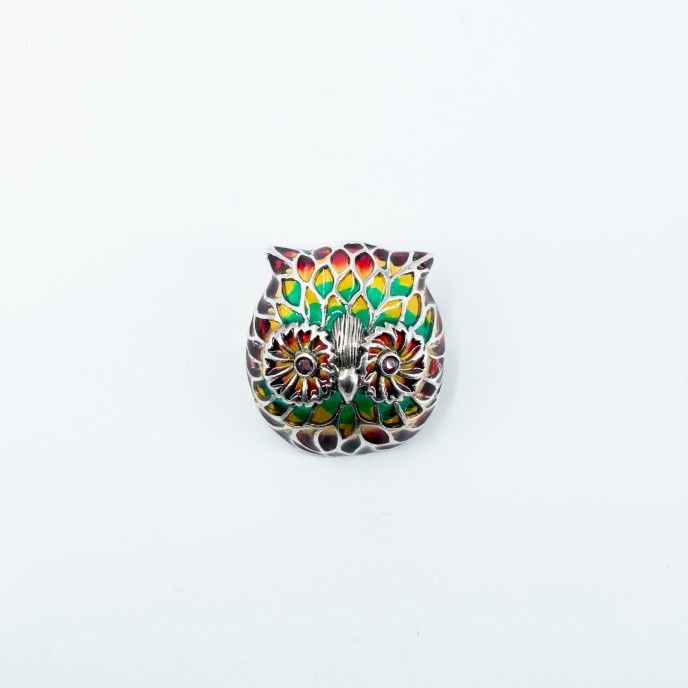 Brosa cap de bufnita Argint