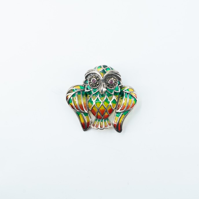 Brosa-pandantiv bufnita Argint