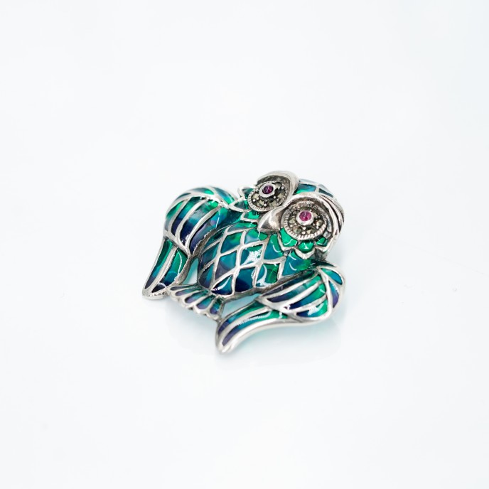 Brosa-pandantiv bufnita Argint