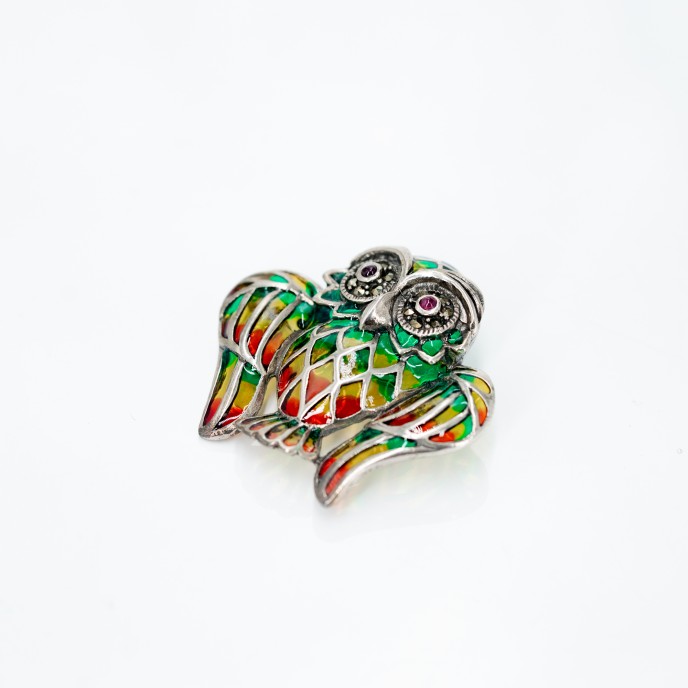 Brosa-pandantiv bufnita Argint