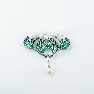 Brosa-pandantiv ramuri cu perle Argint