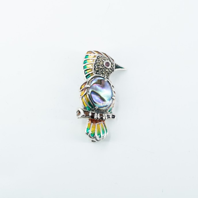 Brosa-pandantiv ciocanitoare Argint