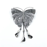 Brosa model fluture cu ciucuri xl Argint