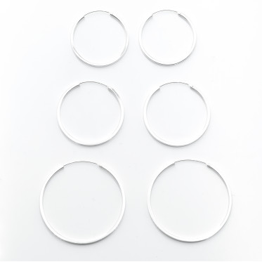 Cercei tip creola dreptunghiulara 2mm Argint