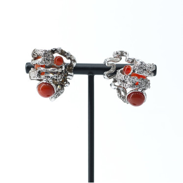 Cercei spuma marii carneol Argint