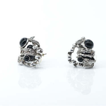 Cercei spuma marii onix Argint