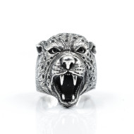 Inel masiv cap de leopard Argint