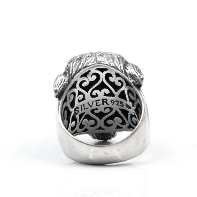 Inel masiv cap de leopard Argint